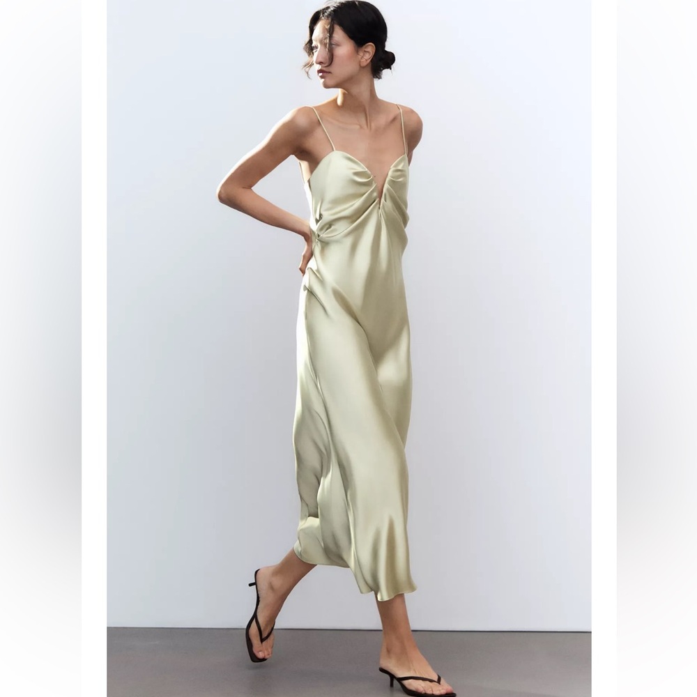 Zara Satin Sweetheart midi dress